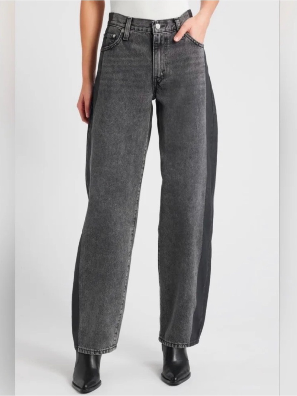 Levi's Premium Stripe Baggy Dad Mid Rise Straight Jeans 31 x 32
